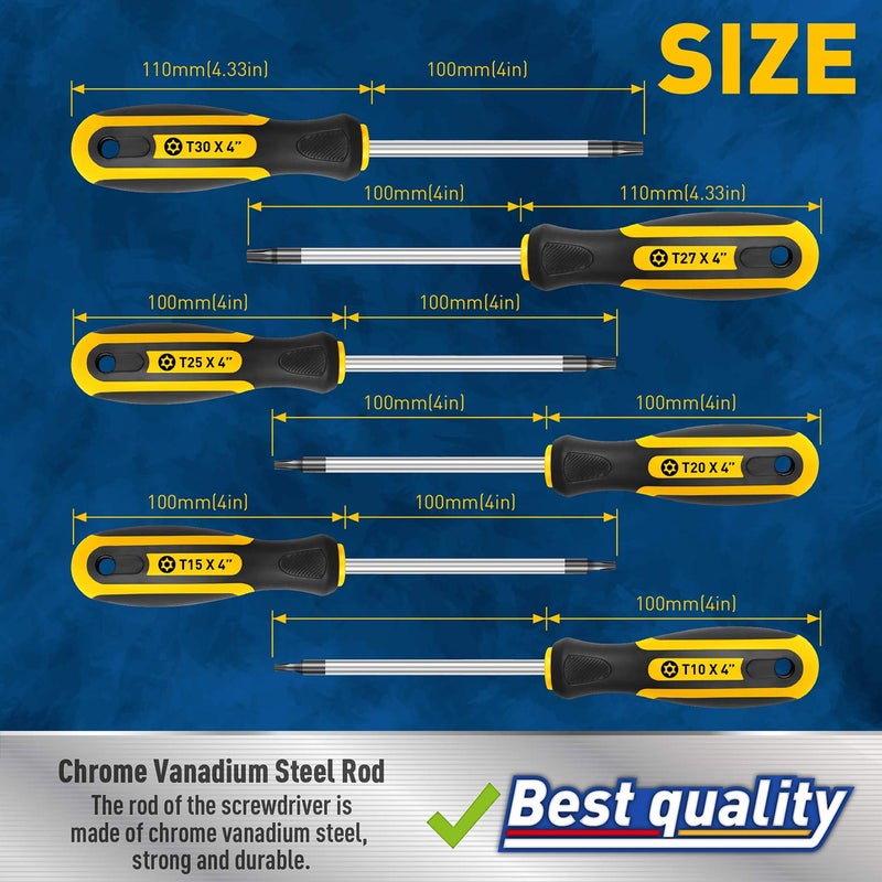 Amartisan 6-Piece Magnetic Torx Screwdrivers Set, Security Tamper Proof , Magnetic Torx Driver Star Screwdrivers Set T10 - T30 Best Choice - Image 5